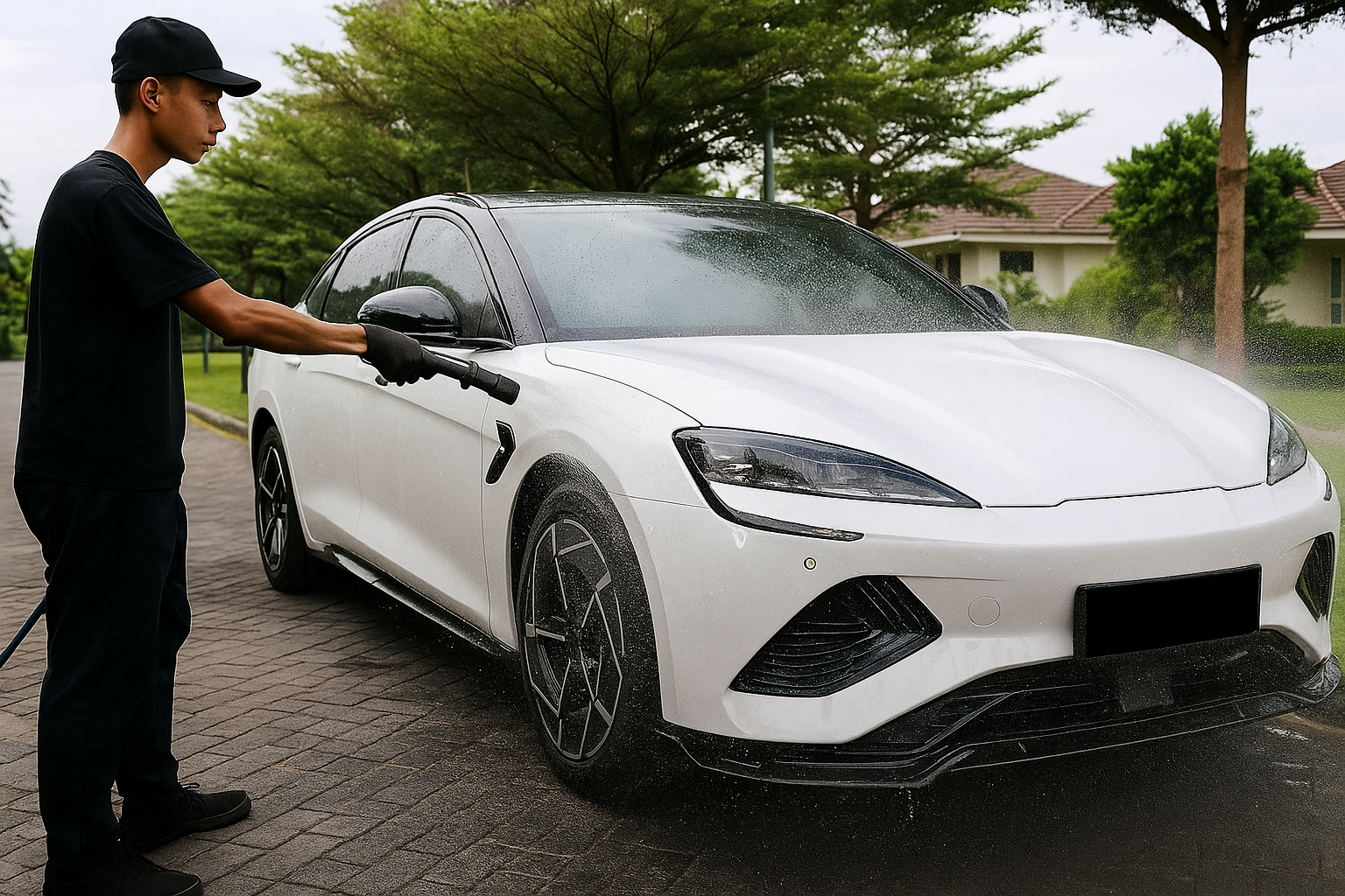 White Elegance Under the Spray